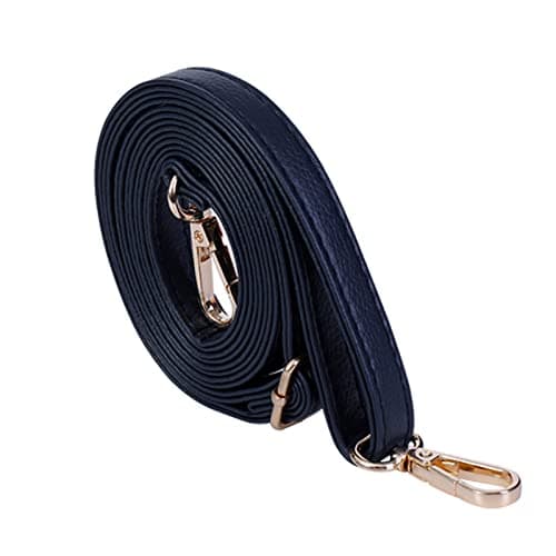 Xiazw Adjustable Soft PU Leather Shoulder Crossbody Purse Bag Strap Replacement — Dark Blue - Gold