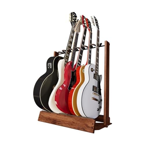 USA-made Multi-Guitar Swing Stand, Hand-Welded Steel & Black Walnut Padded Holders