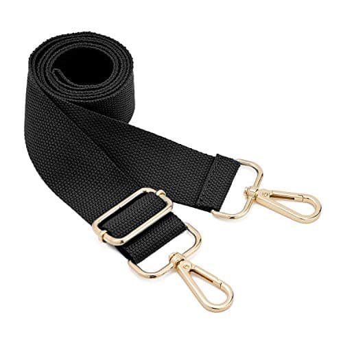 DEVPSISR Wide Shoulder Strap Replacement Adjustable Crossbody Canvas Bag — Black