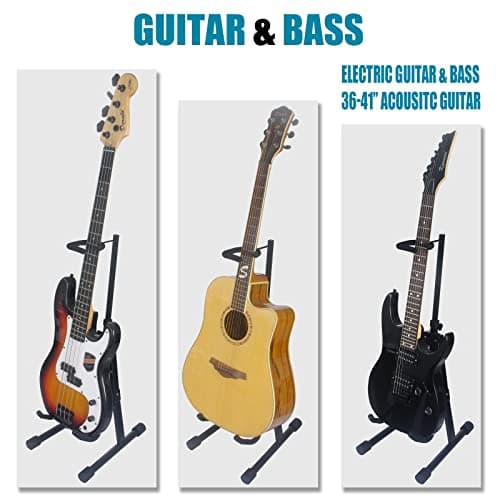 Pet and Child-Friendly Folding Guitar Stand with Adjustable Height and Neck Holder