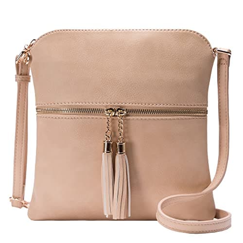 Solene Women's Lightweight Tassel Crossbody Purse, Perfect Daily and Travel Bag — Nude5