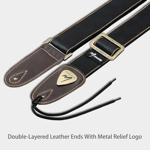 Premium Denim & Cotton Guitar Strap - Unrivaled Comfort for Bass, Acoustic & Electric Guitars (Black)