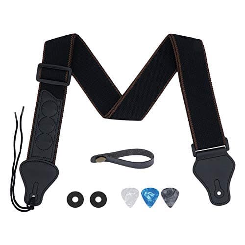 Tifanso Electric/Acoustic Guitar Strap with 3 Pick Holders