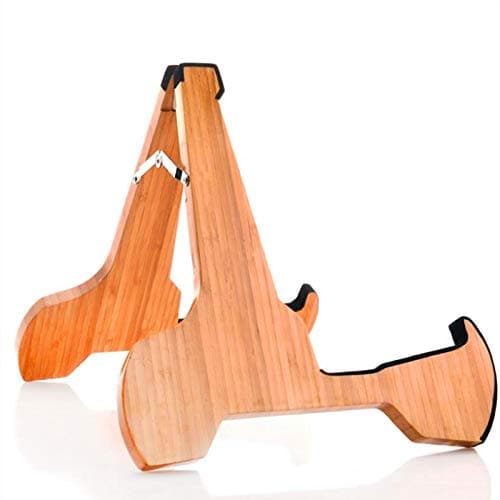 Miwayer Real Bamboo A-Frame Guitar Stand with Soft Leather Protection