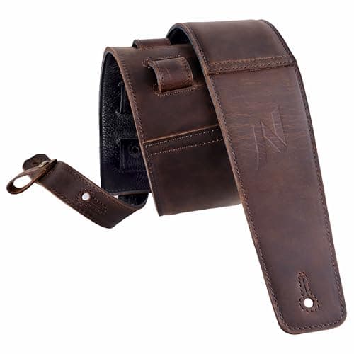 Nefelibata Aged Black 3" Guitar Strap with Foam Padding and Cable Loops — Gradient Brown