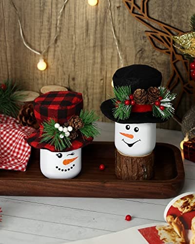 Snowman Winter Mini Mason Jars for Farmhouse Tiered Tray Decor