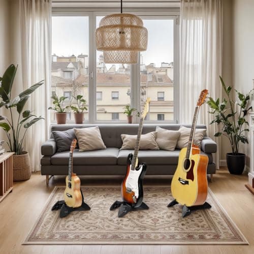 Sturdy Foldable Guitar Stand, Compatible với Guitar, Bass, Ukulele & Banjo