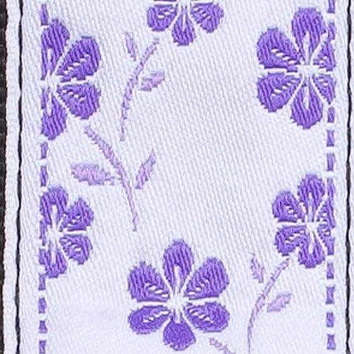 KLIQ Vintage Woven Guitar Strap for Acoustic & Electric Guitars — Flower Lavender Wildflower