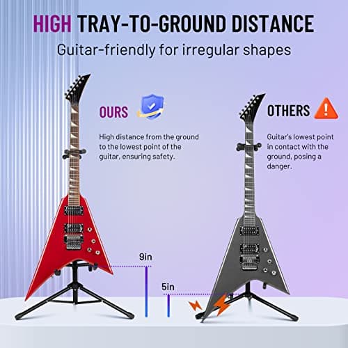 Double Neck Holder Floor Stand for Acoustic & Electric Guitars Bass Banjos