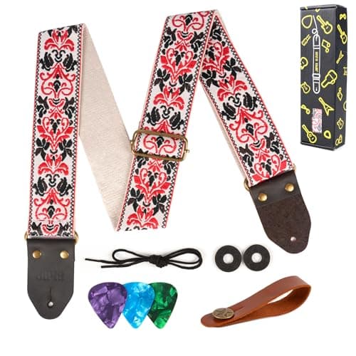 Jacquard Embroidered Cotton Guitar Straps for Acoustic Guitars with Real Leather Ends
| Real Leather Ends Jacquard Embroidered Cotton Guitar Straps for Acoustic Guitars
| Acoustic Guitars Premium Jacquard Embroidered Cotton Guitar Straps with Leathe 