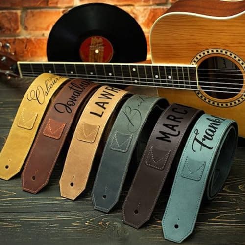 Engraved Text Custom Guitar Strap - Personalized Microfiber Leather Bass Strap Gifts for Men (Style 1)
