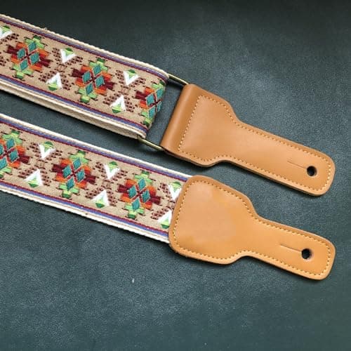 Handmade Jacquard Embroidery Cotton Guitar Strap for Bass, Electric & Acoustic