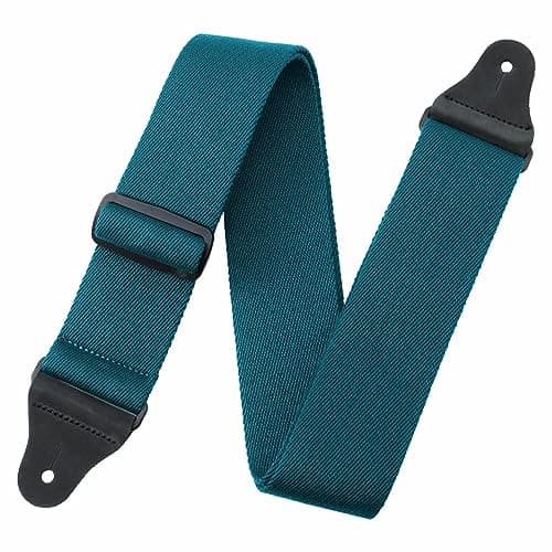 Nefelibata Christmas Green Guitar Strap with Leather Ends — Haze Blue