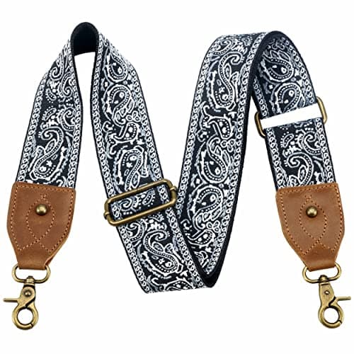 Nefelibata Purse Strap - Wide Leather Shoulder Strap with Embroidery — Embroidered Silver