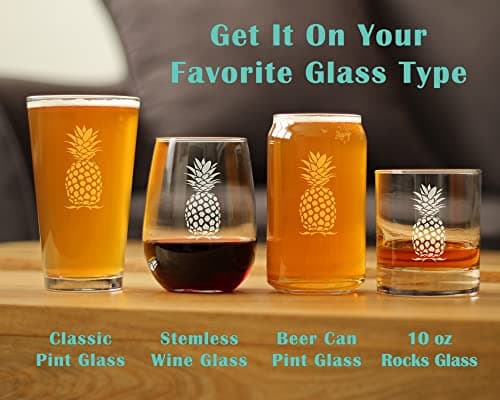 Tropical Pineapple Beer Glass - 16 oz Fun Decor and Gifts