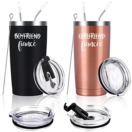 Engagement Gifts for Couples: Travel Tumbler Set — ROSE GOLD&BLACK