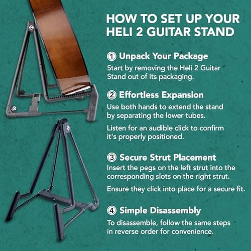 K&M Heli 2 Electric Guitar Stand | Sturdy, Adjustable, Black | German Made