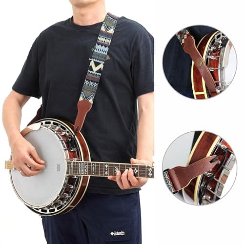 Bohemian Quadrilateral Guitar Strap with Headstock Rope and Leather Headband
