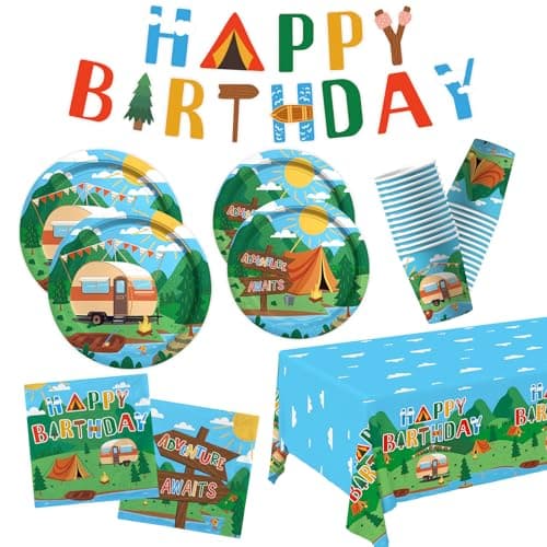 Camping Party Decorations Set - Serves 25 - 1st Birthday & Wedding Parties
