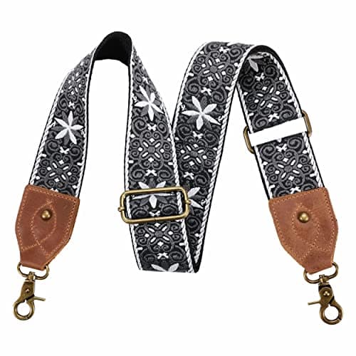 Nefelibata Purse Strap: Adjustable Leather Shoulder Replacement — Snowflake
