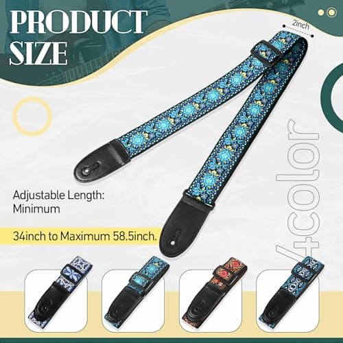 Adjustable 4-Piece Electric & Bass Guitar Strap Belt, Cotton