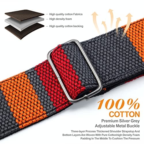 Thicker Woven Guitar Strap with Pick Pocket for Bass, Electric, and Acoustic Guitars