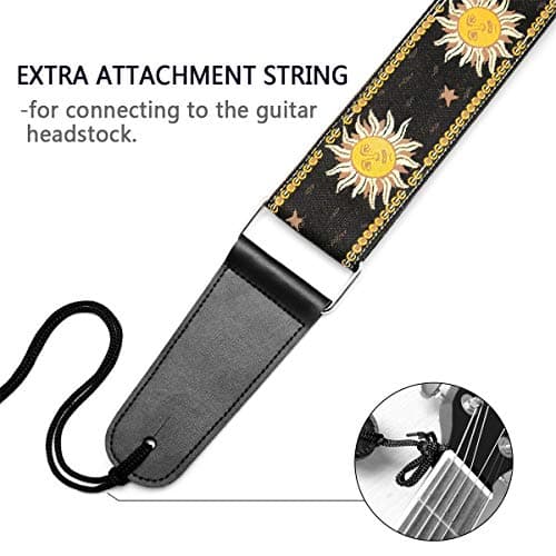 Sun Jacquard Weave Guitar Strap - Genuine Leather Ends BestSounds