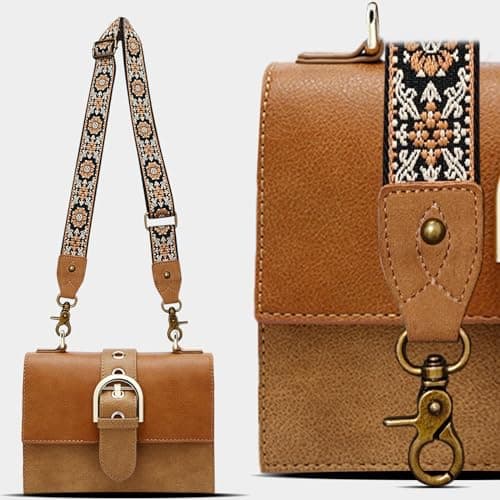 LSETUTIYY Jacquard Embroidery Wide Adjustable Cowhide Shoulder Strap