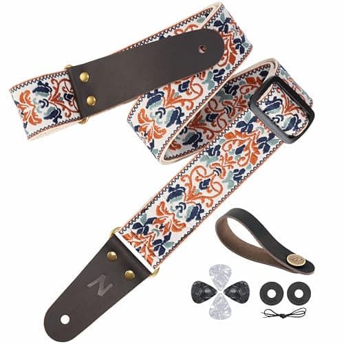 Nefelibata 2 Jacquard Embroidery Guitar Strap for Bass, Electric, and Acoustic Guitars — Golden Jacquard