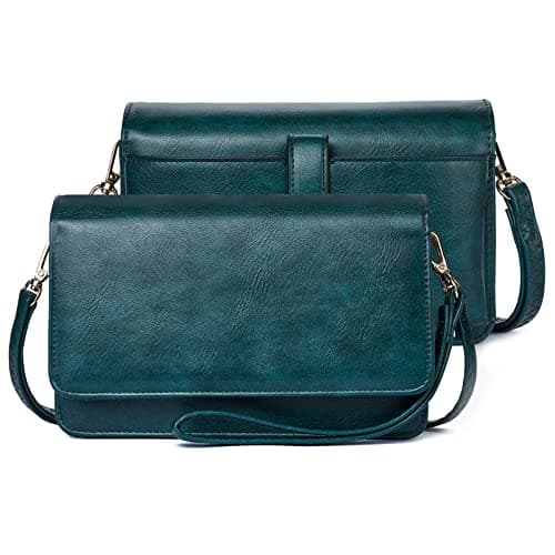 BROMEN Women's Crossbody Bag: Small Cell Phone Wristlet Wallet Clutch — 1-oil Wax Green