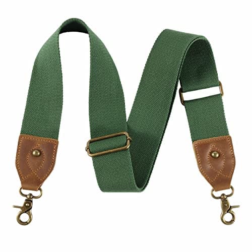 Nefelibata Purse Strap - Wide Leather Shoulder Strap with Embroidery — Retro Christmas Green