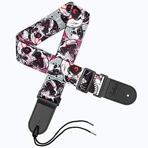 Leather Ends Guitar Strap for Bass, Electric, Acoustic Guitars - Best Gift