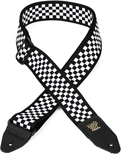 Black and White Checkered Guitar Strap for Ernie Ball - P04149