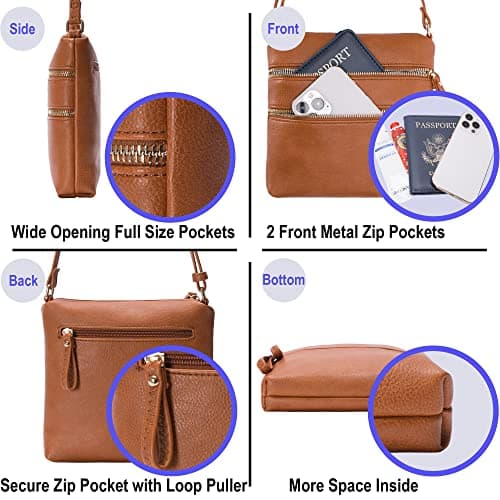 Solene Small Multi-Zip Pocket Crossbody Travel Purse