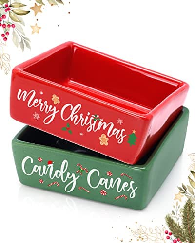 Christmas Mini Candy Dish Set of 2 for Tiered Tray Decor - Farmhouse Home Decor Gift Idea for Housewarming or Thanksgiving