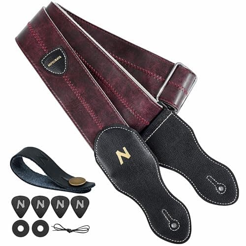 Nefelibata Guitar Strap with Pick Pocket, 60s Vintage Style (Green) — Purple
