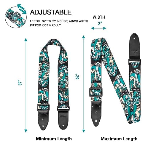 Guitar Straps for Bass, Electric, and Acoustic Guitars: with Pick Pocket and Free Accessories