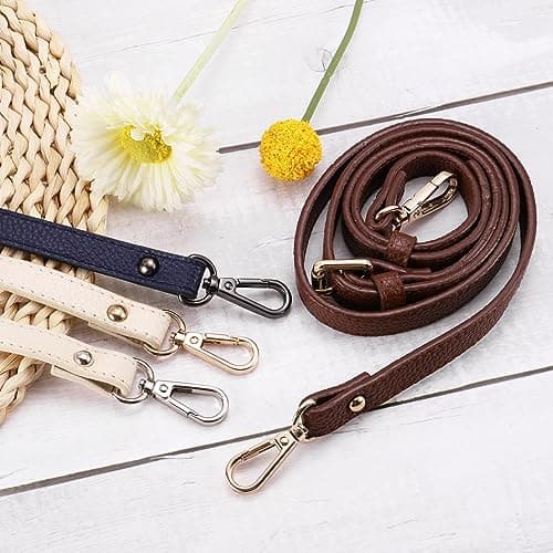 Uxcell Purse Strap, Grey, 41-51" Long, Adjustable Leather Crossbody Shoulder Strap