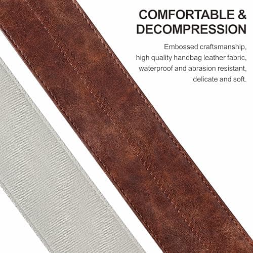 Nefelibata Guitar Strap with Pick Pocket, Vintage Style (Brown)