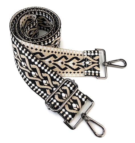 VersaKits Light Green Ethnic Jacquard Crossbody with Adjustable Shoulder Strap — (01)black Khaki/Gunmetal Hooks