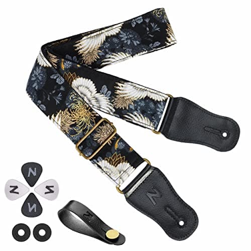 Cotton Guitar Strap for Acoustic Guitar and Ukulele with Accessories — Chrysanthemum