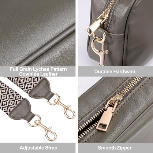 Nefelibata Women's Small Crossbody Bag - Full Grain Leather with Jacquard Embroidery Strap