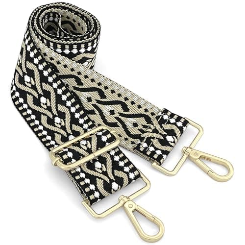 GIINJKGO Purse & Crossbody Guitar Strap Replacement — Black Floral Embrace