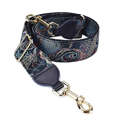 CloudMusic Handbag Shoulder Strap Replacement for Women Girls — Peacock Flowers in Dark Blue