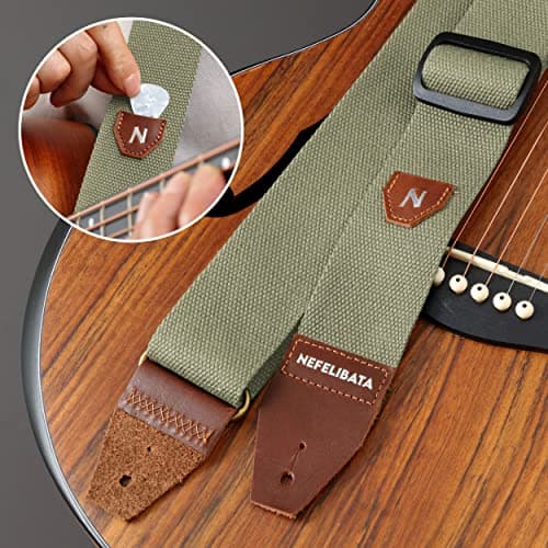 Nefelibata Full Grain Leather Guitar Strap with Pick Pocket