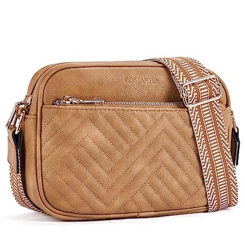 BOSTANTEN Quilted Crossbody Bags for Women — Camel Brown
