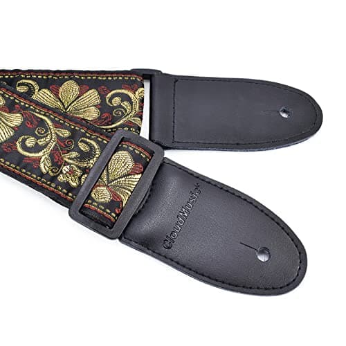 Vintage Classical Pattern CloudMusic Guitar Strap with Leather Ends