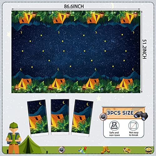 Camping Tablecloth Decorations for Camp Party - Set of 3