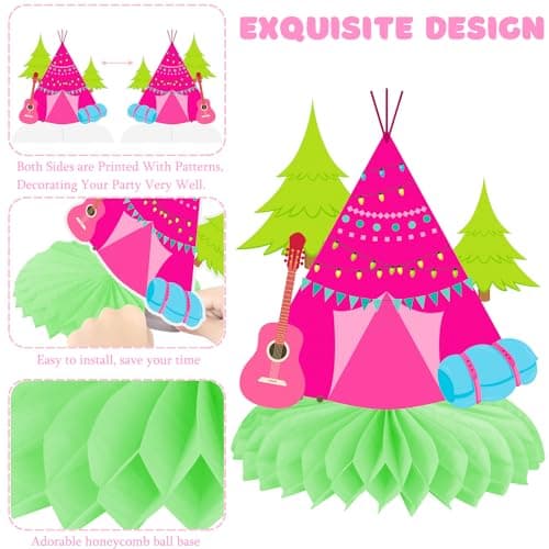 Camping Birthday Honeycomb Centerpieces for Happy Camper Parties Supplies
