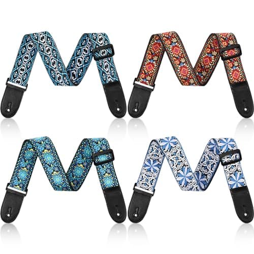 Adjustable 4-Piece Electric & Bass Guitar Strap Belt, Cotton